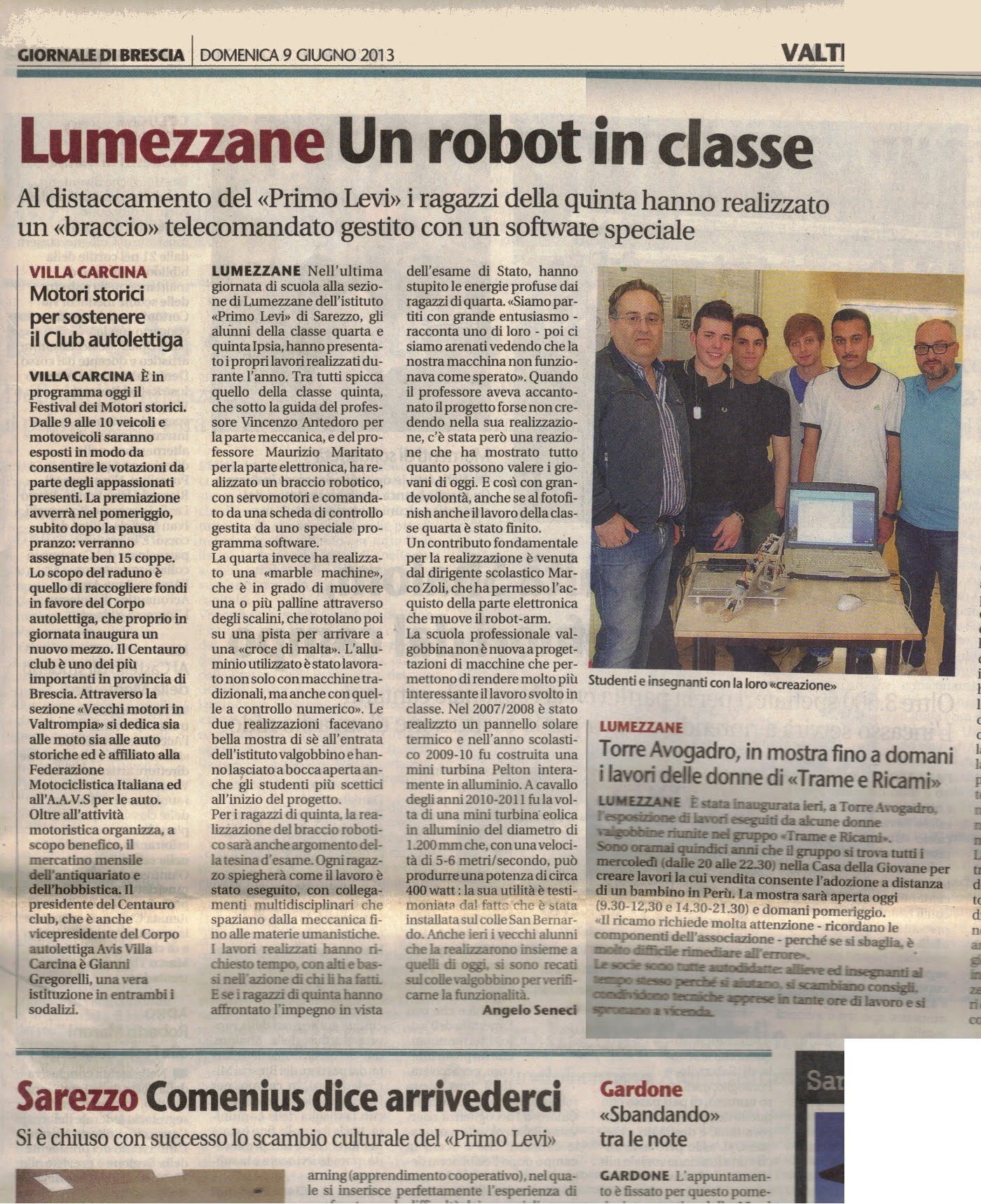 Giornale di Brescia del 9 giugno 2013